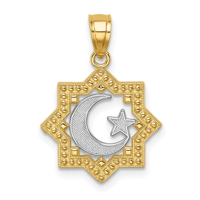 Million Charms 14K Yellow Gold Themed With Rhodium-plated Star & Moon Pendant