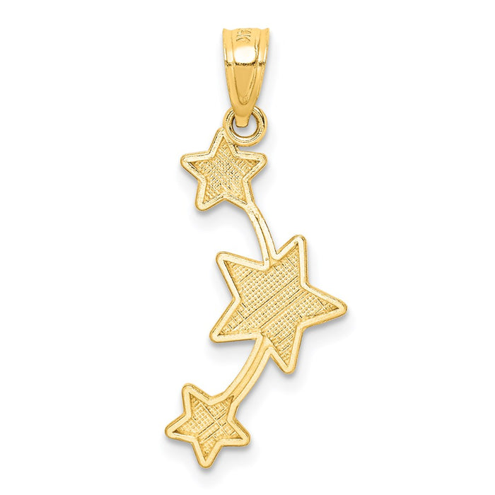 Million Charms 14K Yellow Gold Themed Diamond-Cut Stars Pendant