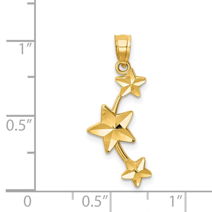 Million Charms 14K Yellow Gold Themed Diamond-Cut Stars Pendant