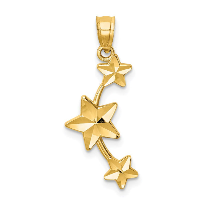 Million Charms 14K Yellow Gold Themed Diamond-Cut Stars Pendant