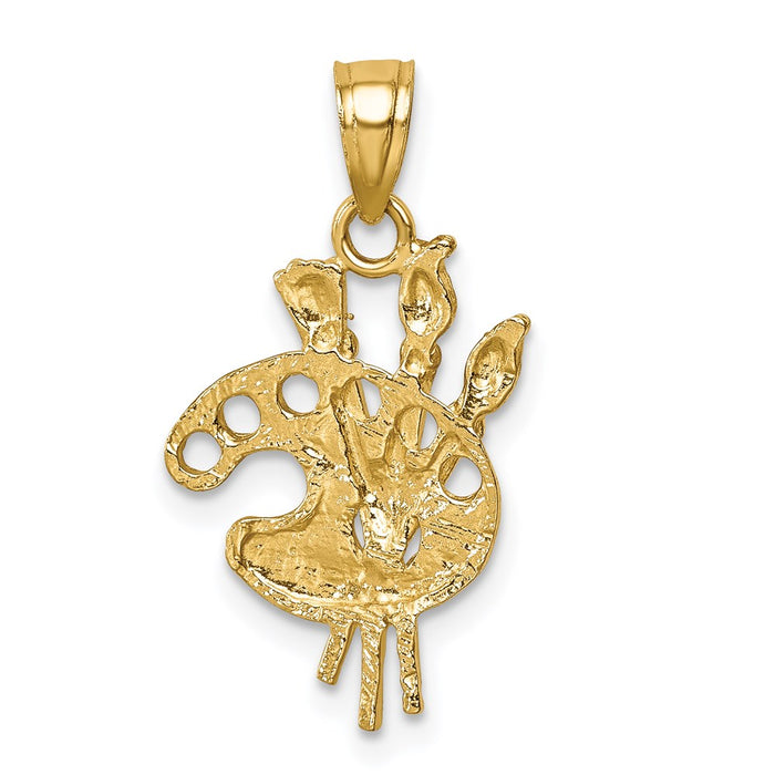 Million Charms 14K Yellow Gold Themed Diamond-Cut Paint Palette Pendant