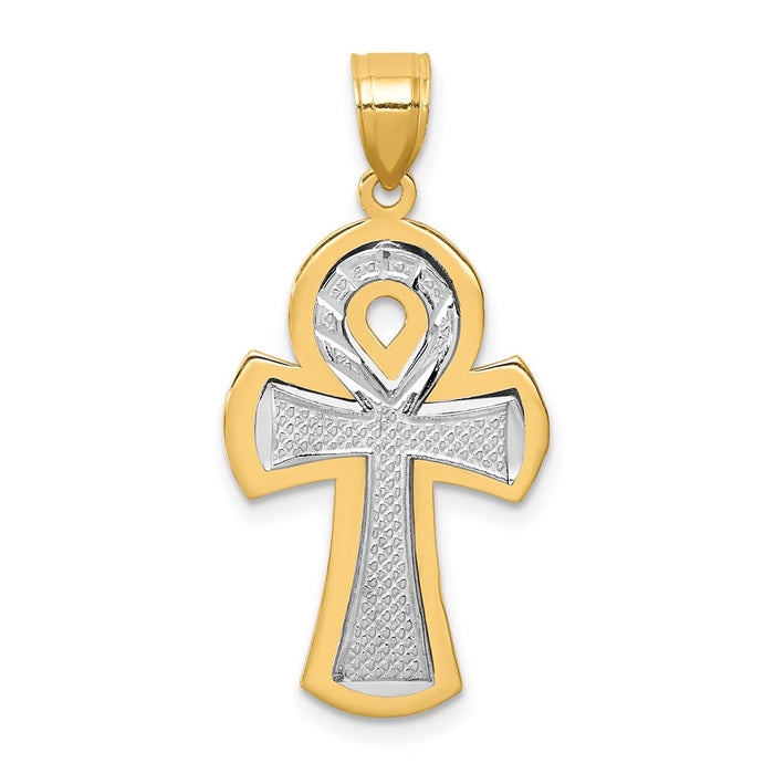 Million Charms 14K Two-Tone Ankh Relgious Cross Pendant