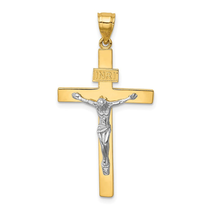 Million Charms 14K Two-Tone Inri Relgious Crucifix Pendant