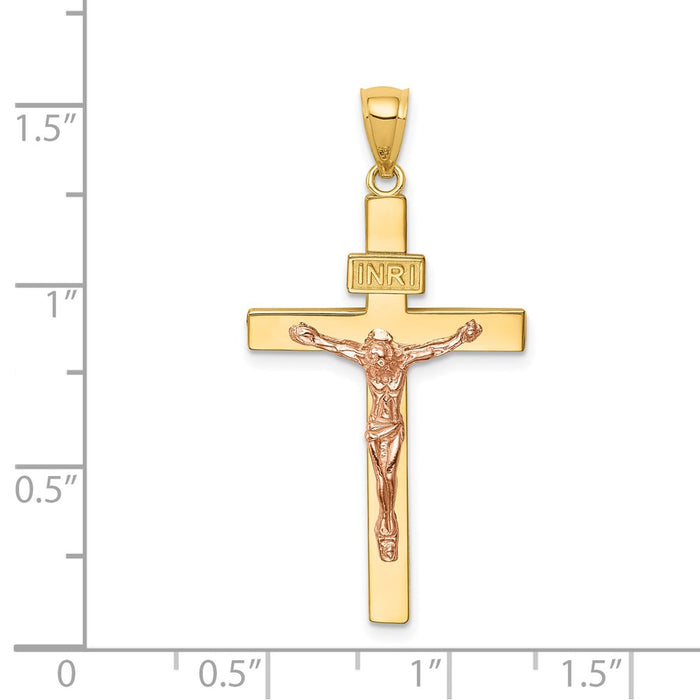 Million Charms 14K Two-Tone Inri Relgious Crucifix Pendant