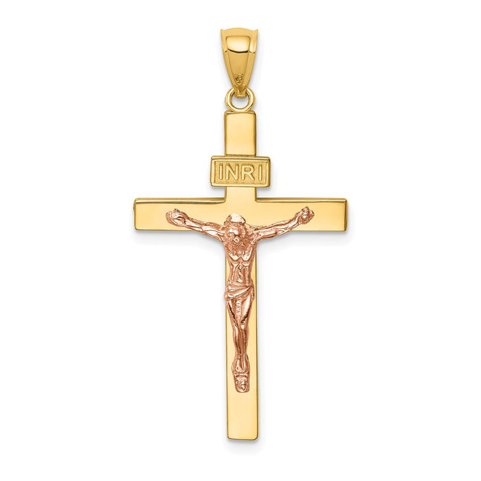 Million Charms 14K Two-Tone Inri Relgious Crucifix Pendant