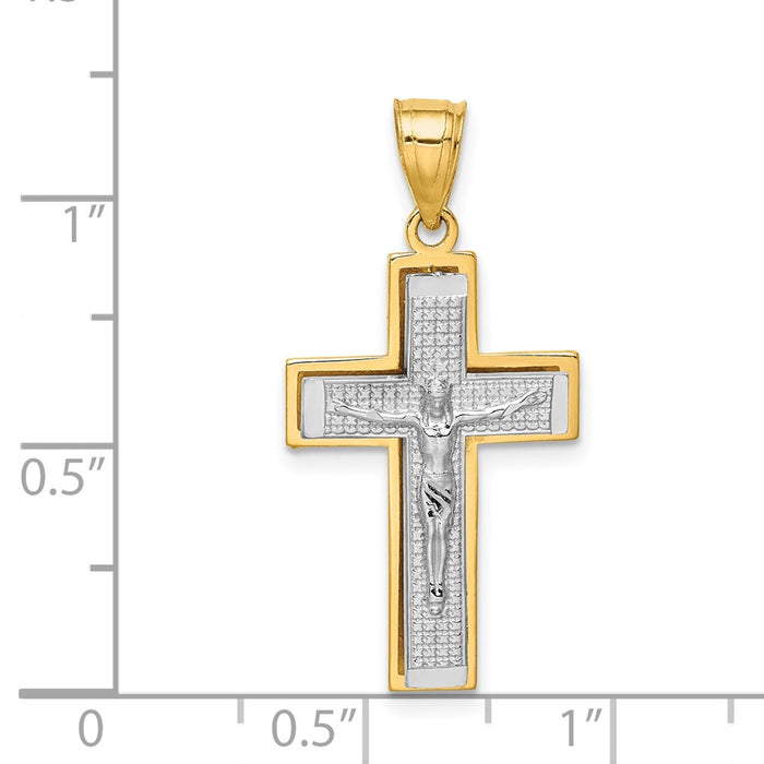 Million Charms 14K Two-Tone Relgious Crucifix Pendant