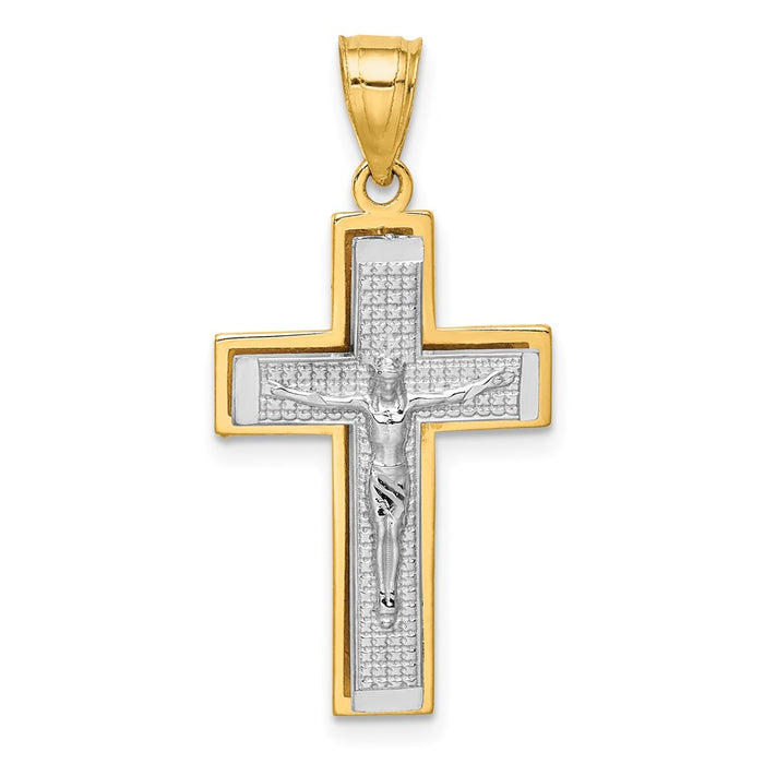 Million Charms 14K Two-Tone Relgious Crucifix Pendant