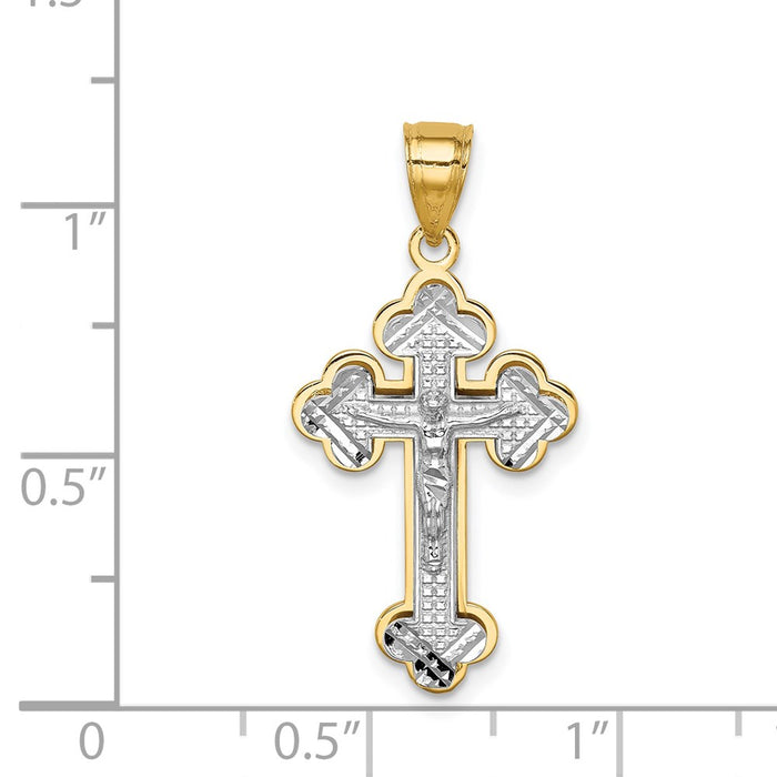 Million Charms 14K Two-Tone Relgious Crucifix Pendant