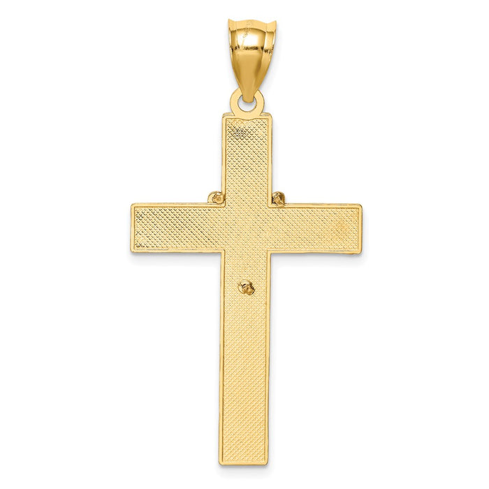 Million Charms 14K Two-Tone White Rhodium-plated Relgious Cross With Rosary Pendant