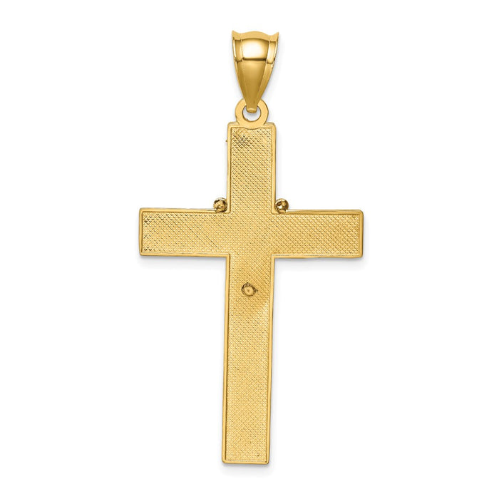 Million Charms 14K Yellow Gold Themed With Rhodium-plated Relgious Cross With Rosary Pendant