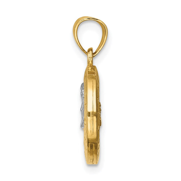 Million Charms 14K Yellow Gold Themed With Rhodium-plated Last Super & Jesus Reversible Pendant