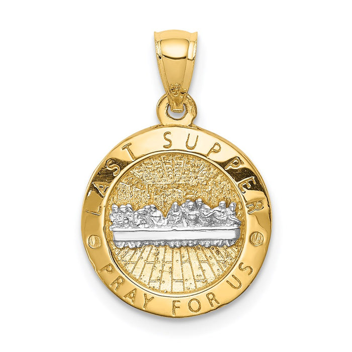 Million Charms 14K Yellow Gold Themed With Rhodium-plated Last Super & Jesus Reversible Pendant