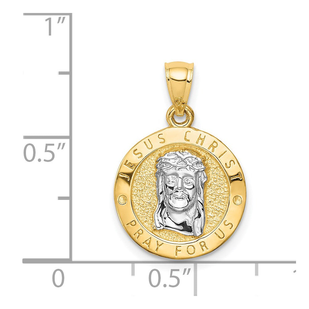 Million Charms 14K Yellow Gold Themed With Rhodium-plated Last Super & Jesus Reversible Pendant
