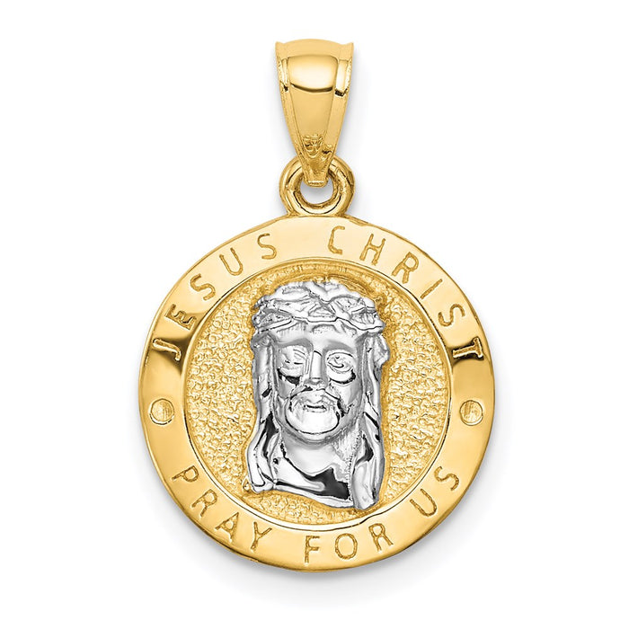 Million Charms 14K Yellow Gold Themed With Rhodium-plated Last Super & Jesus Reversible Pendant