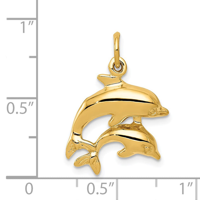 Million Charms 14K Yellow Gold Themed Dolphin Charm