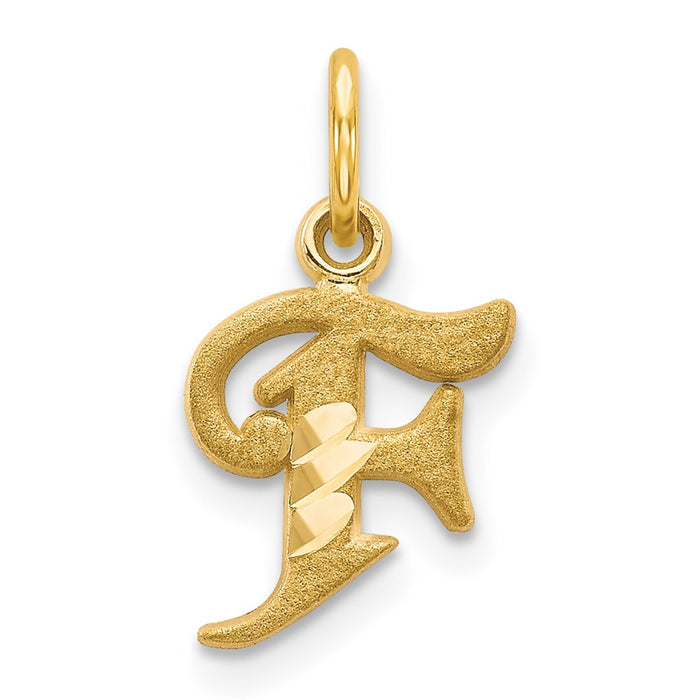 Million Charms 14K Yellow Gold Themed Alphabet Letter Initial F Charm