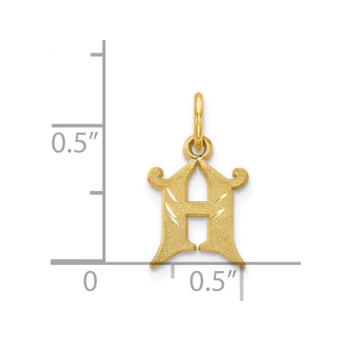 Million Charms 14K Yellow Gold Themed Alphabet Letter Initial H Charm