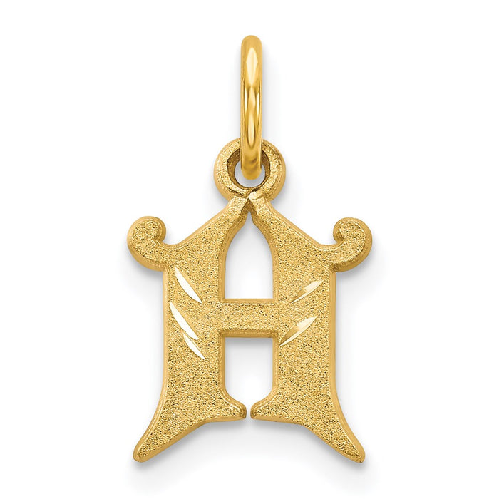 Million Charms 14K Yellow Gold Themed Alphabet Letter Initial H Charm