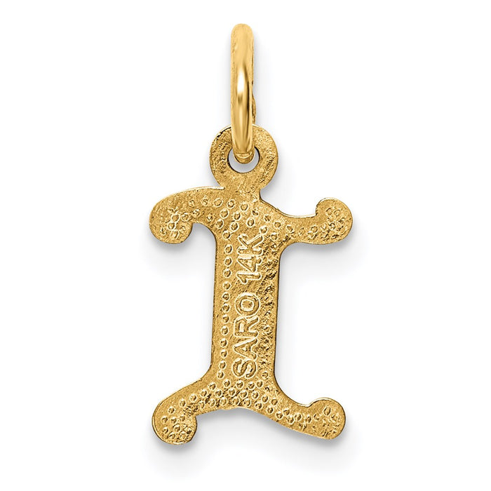 Million Charms 14K Yellow Gold Themed Alphabet Letter Initial I Charm