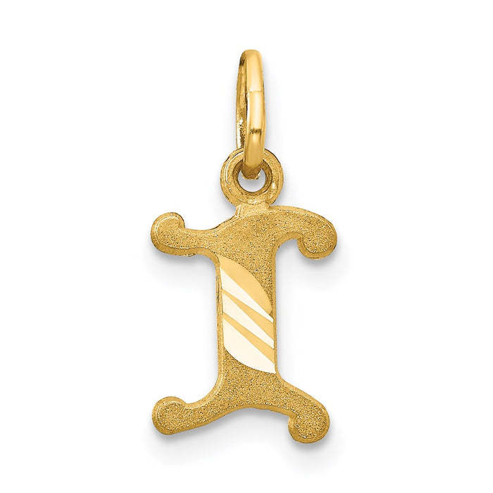 Million Charms 14K Yellow Gold Themed Alphabet Letter Initial I Charm