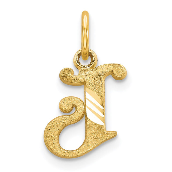 Million Charms 14K Yellow Gold Themed Alphabet Letter Initial J Charm