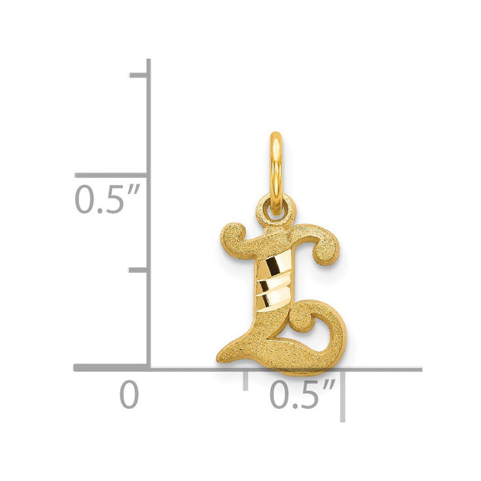 Million Charms 14K Yellow Gold Themed Alphabet Letter Initial L Charm