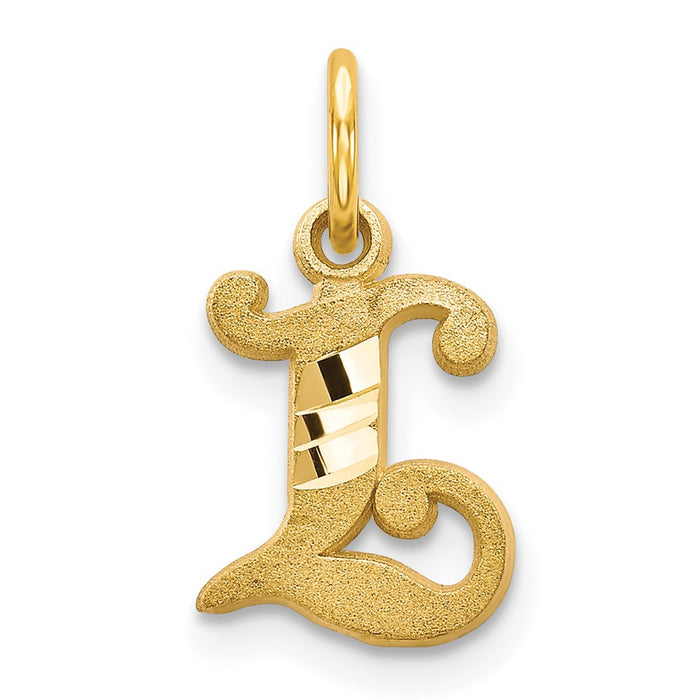 Million Charms 14K Yellow Gold Themed Alphabet Letter Initial L Charm