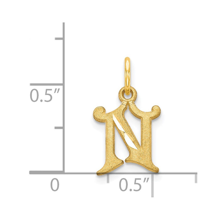 Million Charms 14K Yellow Gold Themed Alphabet Letter Initial N Charm