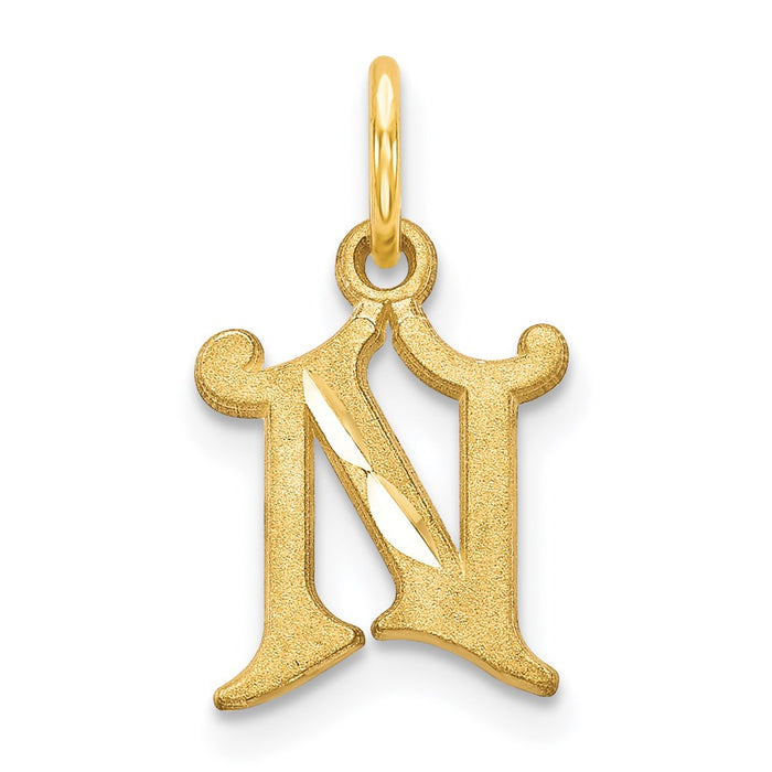 Million Charms 14K Yellow Gold Themed Alphabet Letter Initial N Charm