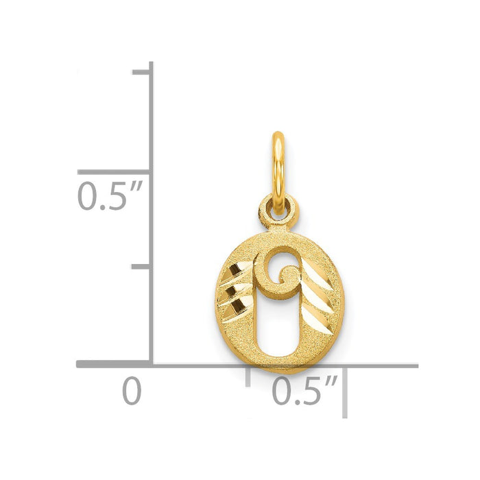 Million Charms 14K Yellow Gold Themed Alphabet Letter Initial O Charm