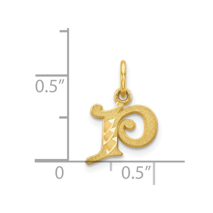 Million Charms 14K Yellow Gold Themed Alphabet Letter Initial P Charm