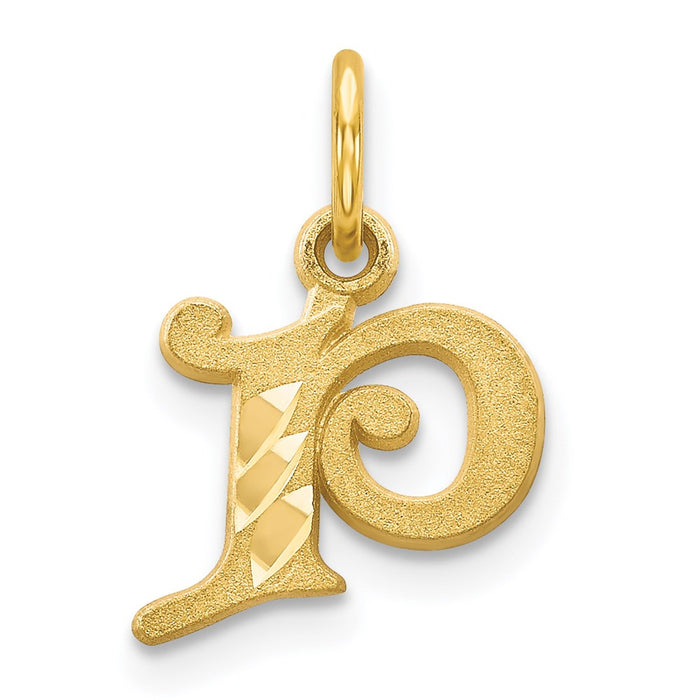 Million Charms 14K Yellow Gold Themed Alphabet Letter Initial P Charm