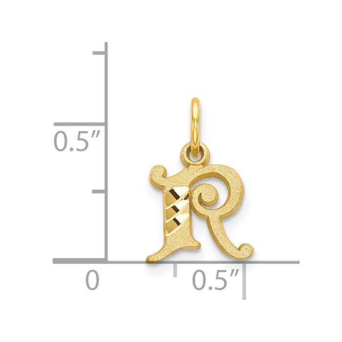 Million Charms 14K Yellow Gold Themed Alphabet Letter Initial R Charm