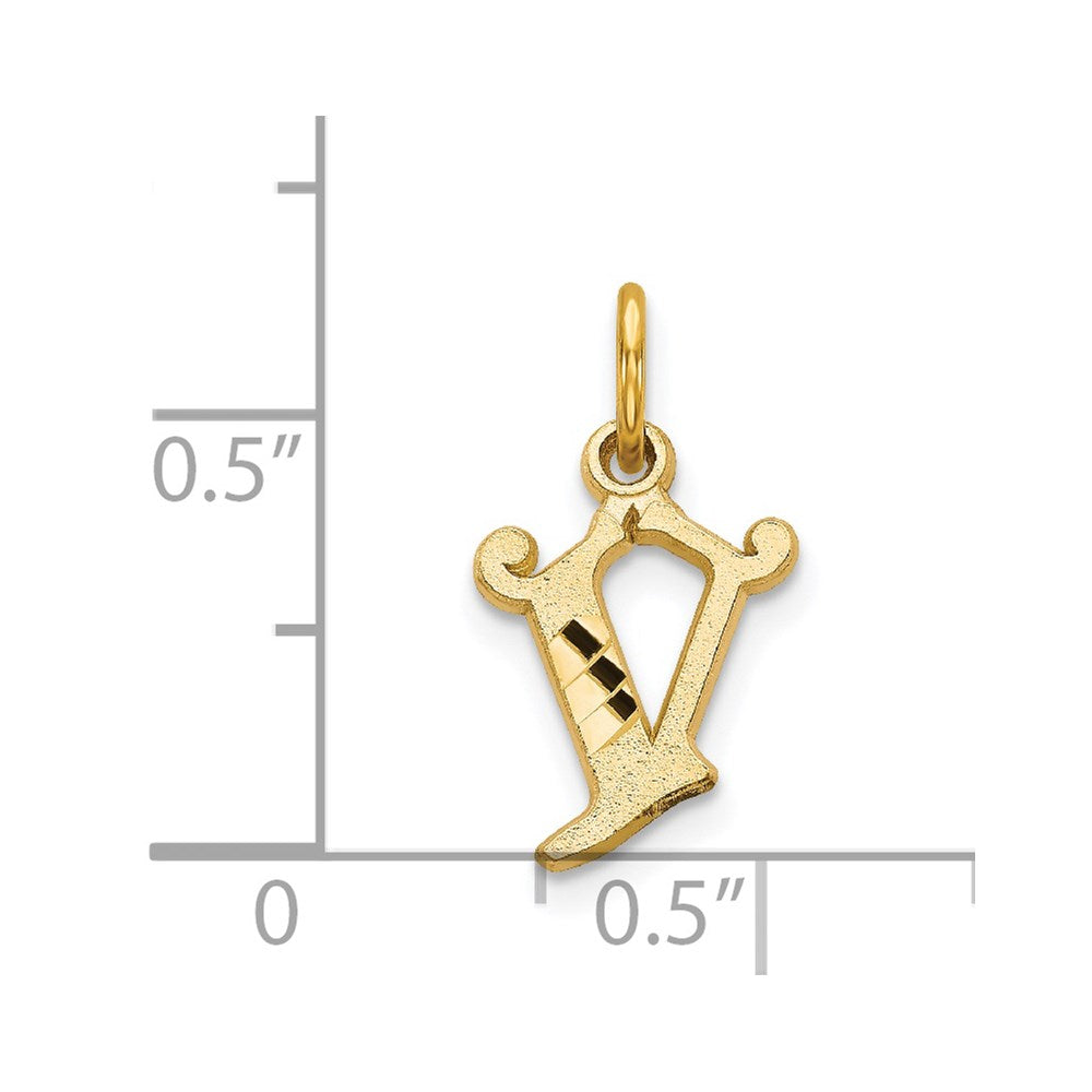 Million Charms 14K Yellow Gold Themed Alphabet Letter Initial V Charm