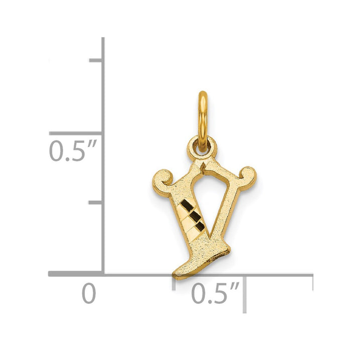 Million Charms 14K Yellow Gold Themed Alphabet Letter Initial V Charm