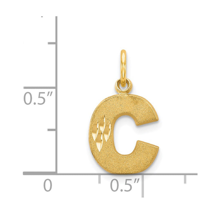 Million Charms 14K Yellow Gold Themed Alphabet Letter Initial C Charm