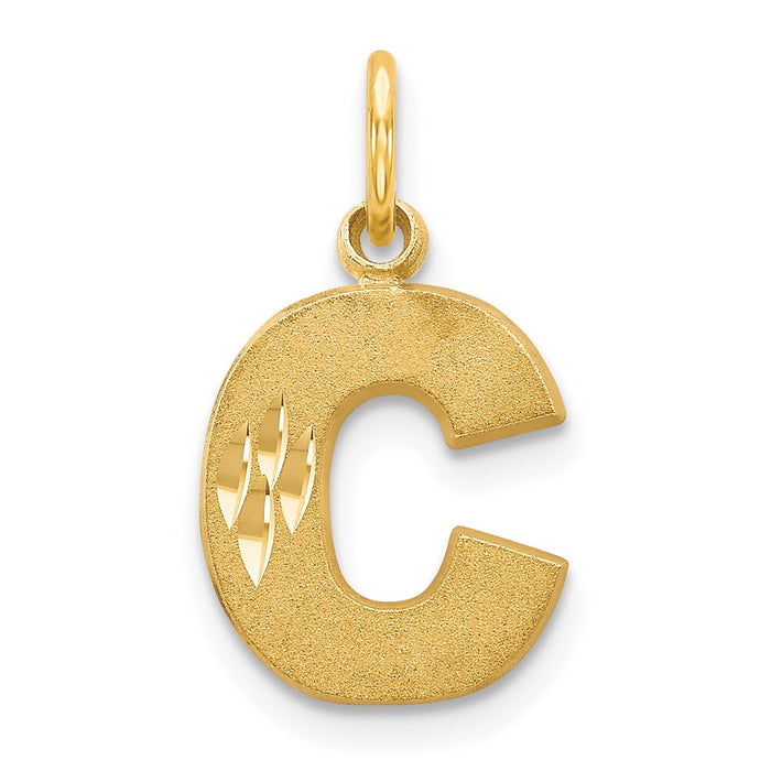 Million Charms 14K Yellow Gold Themed Alphabet Letter Initial C Charm