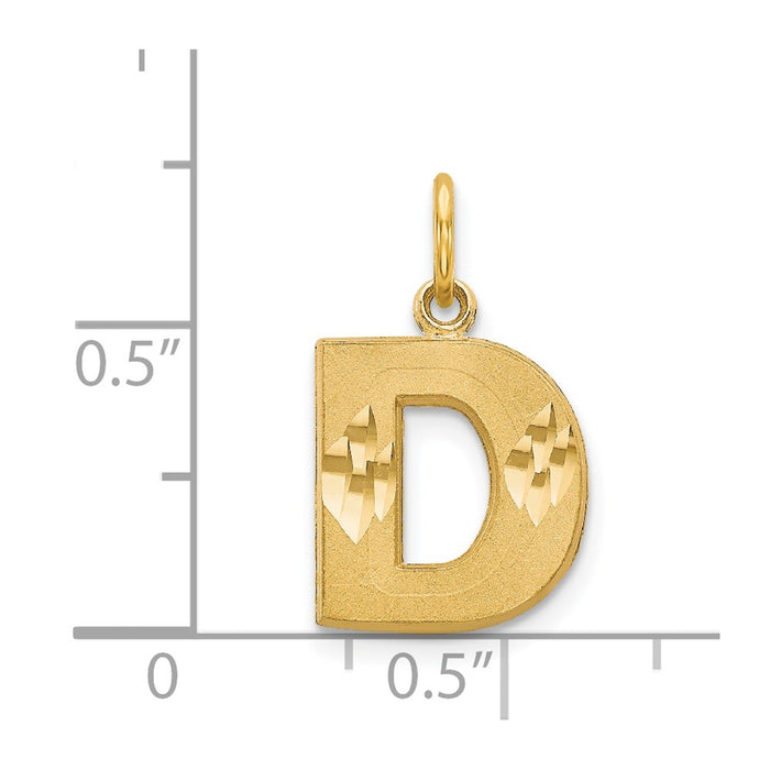 Million Charms 14K Yellow Gold Themed Alphabet Letter Initial D Charm