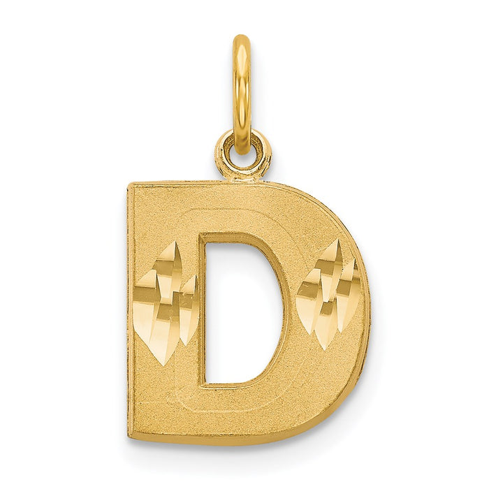 Million Charms 14K Yellow Gold Themed Alphabet Letter Initial D Charm