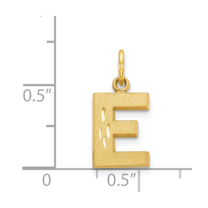 Million Charms 14K Yellow Gold Themed Alphabet Letter Initial E Charm