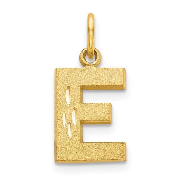 Million Charms 14K Yellow Gold Themed Alphabet Letter Initial E Charm