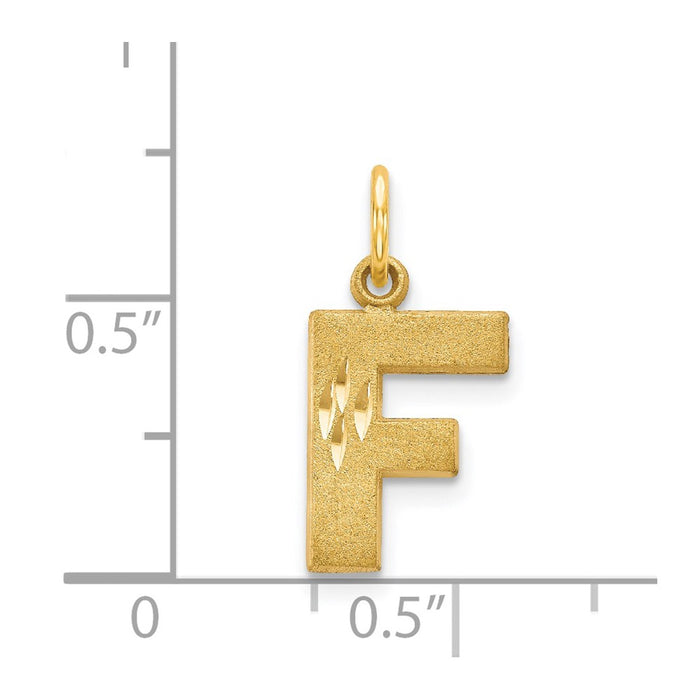 Million Charms 14K Yellow Gold Themed Alphabet Letter Initial F Charm