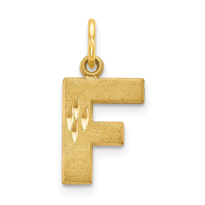 Million Charms 14K Yellow Gold Themed Alphabet Letter Initial F Charm