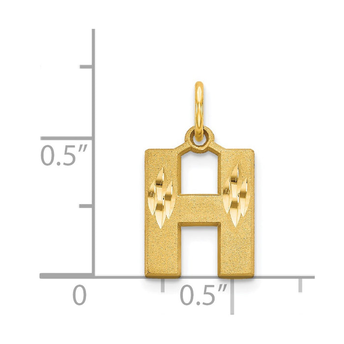 Million Charms 14K Yellow Gold Themed Alphabet Letter Initial H Charm