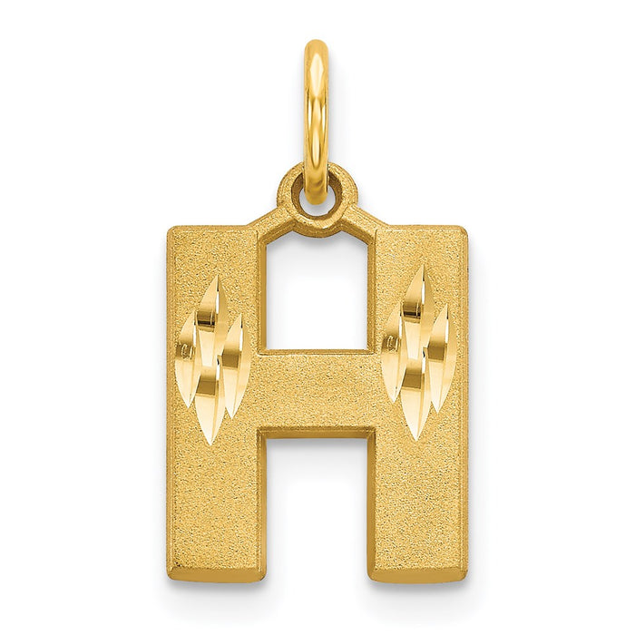 Million Charms 14K Yellow Gold Themed Alphabet Letter Initial H Charm