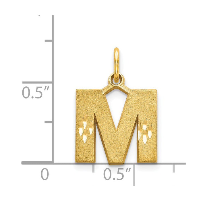 Million Charms 14K Yellow Gold Themed Alphabet Letter Initial M Charm