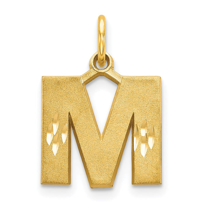 Million Charms 14K Yellow Gold Themed Alphabet Letter Initial M Charm