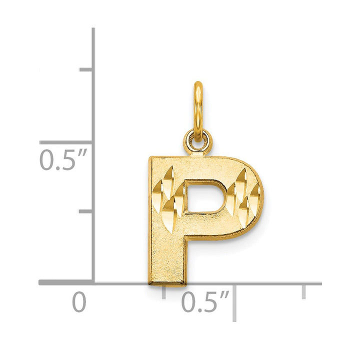 Million Charms 14K Yellow Gold Themed Alphabet Letter Initial P Charm