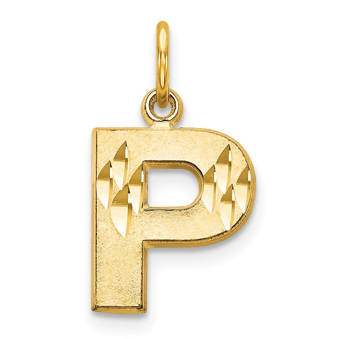 Million Charms 14K Yellow Gold Themed Alphabet Letter Initial P Charm