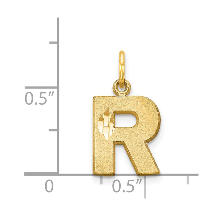 Million Charms 14K Yellow Gold Themed Alphabet Letter Initial R Charm